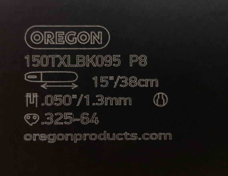 Oznaczenia na prowadnicy Oregon 150TXLBK095